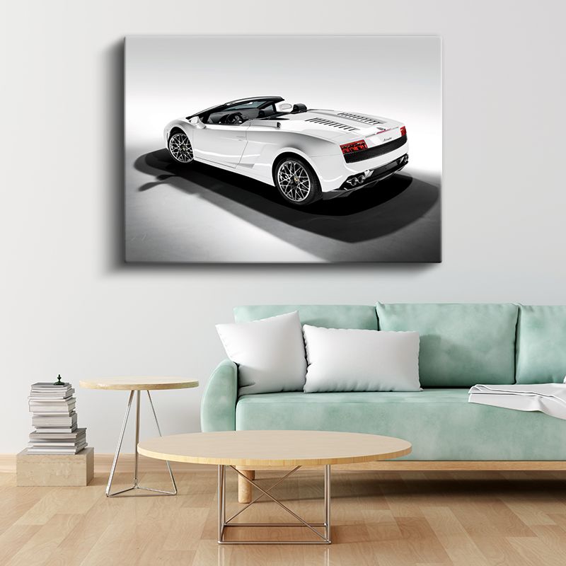 Lamborghini Gallardo Spyder - Beyaz İtalyan Süper Otomobil Kanvas Tablo
