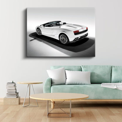 Lamborghini Gallardo Spyder - Beyaz İtalyan Süper Otomobil Kanvas Tablo