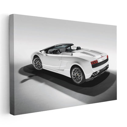 Lamborghini Gallardo Spyder - Beyaz İtalyan Süper Otomobil Kanvas Tablo
