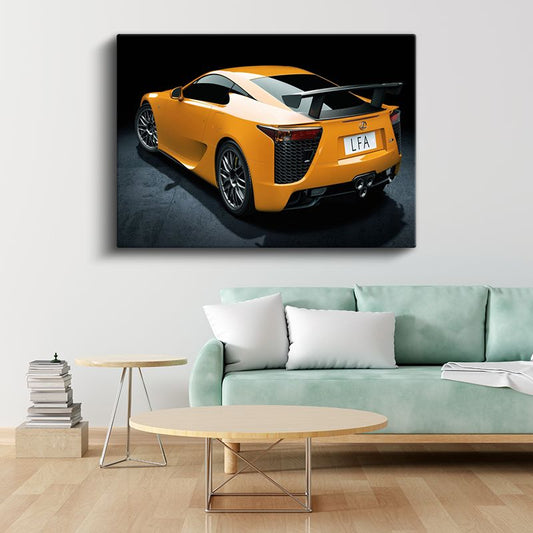 Lexus LFA - Turuncu Japon Süper Otomobil Arka Görünüm Kanvas Tablo