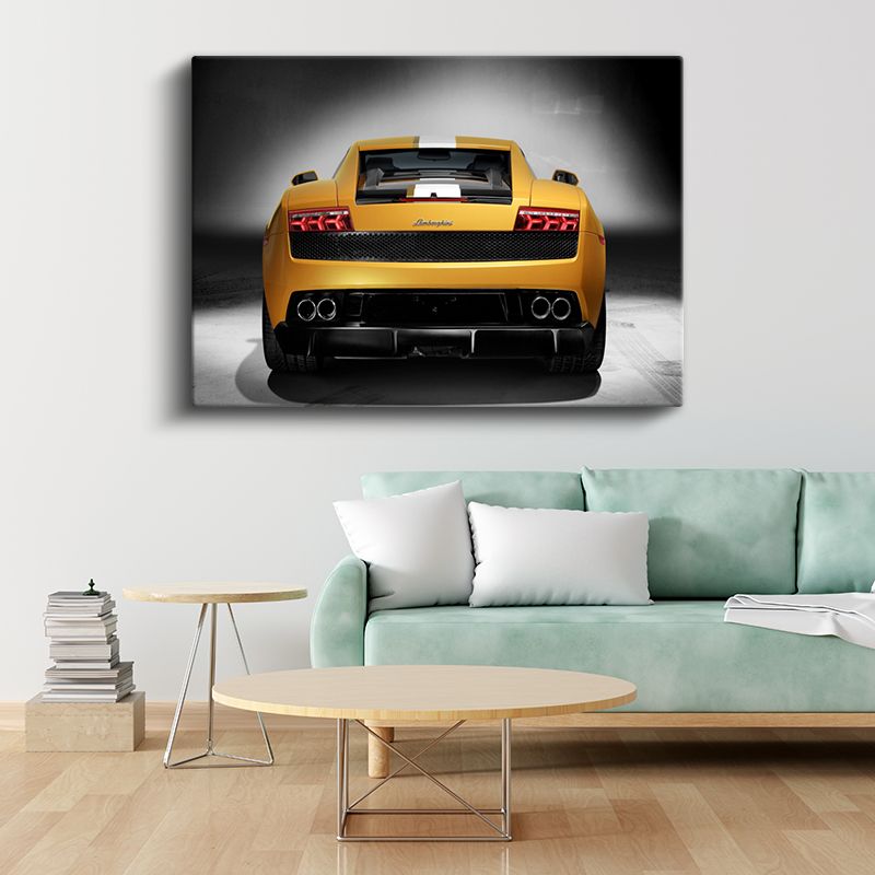 Lamborghini Gallardo - Sarı Süper Otomobil Arka Görünüm Kanvas Tablo