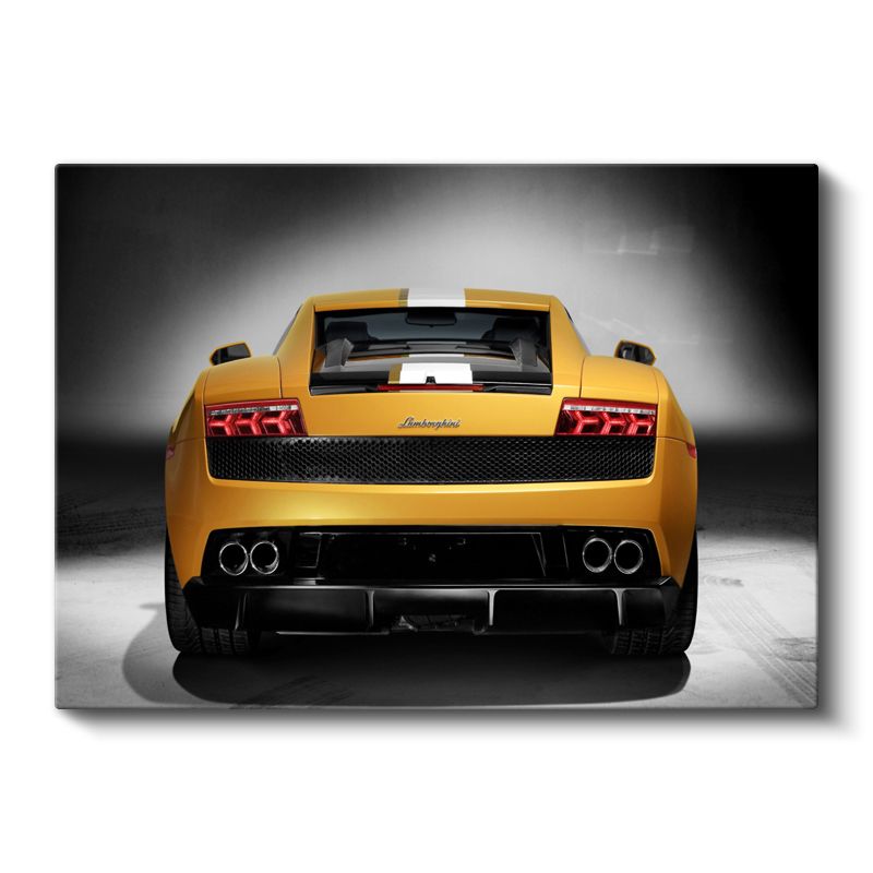 Lamborghini Gallardo - Sarı Süper Otomobil Arka Görünüm Kanvas Tablo
