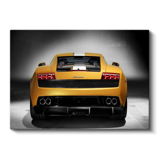 Lamborghini Gallardo - Sarı Süper Otomobil Arka Görünüm Kanvas Tablo