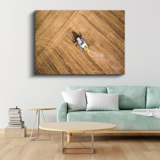 Biçerdöver - Havadan Çekim Tarım Makinesi Kanvas Tablo