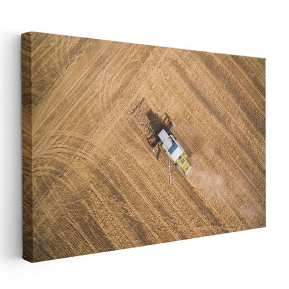 Biçerdöver - Havadan Çekim Tarım Makinesi Kanvas Tablo