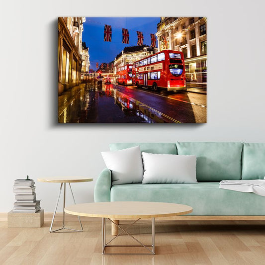 Londra Otobüsü - İkonik Kırmızı Çift Katlı Otobüs Kanvas Tablo
