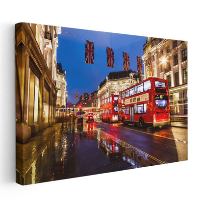 Londra Otobüsü - İkonik Kırmızı Çift Katlı Otobüs Kanvas Tablo