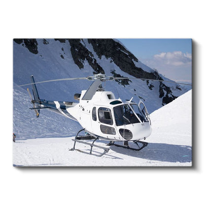 Dağ Helikopteri - Karlı Zirvelerde Beyaz Helikopter Kanvas Tablo