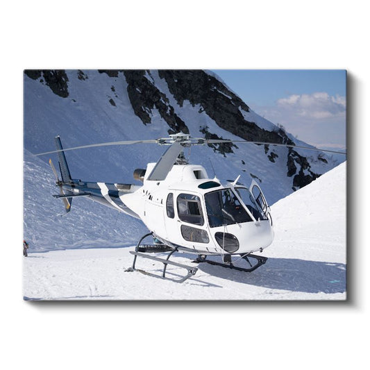 Dağ Helikopteri - Karlı Zirvelerde Beyaz Helikopter Kanvas Tablo