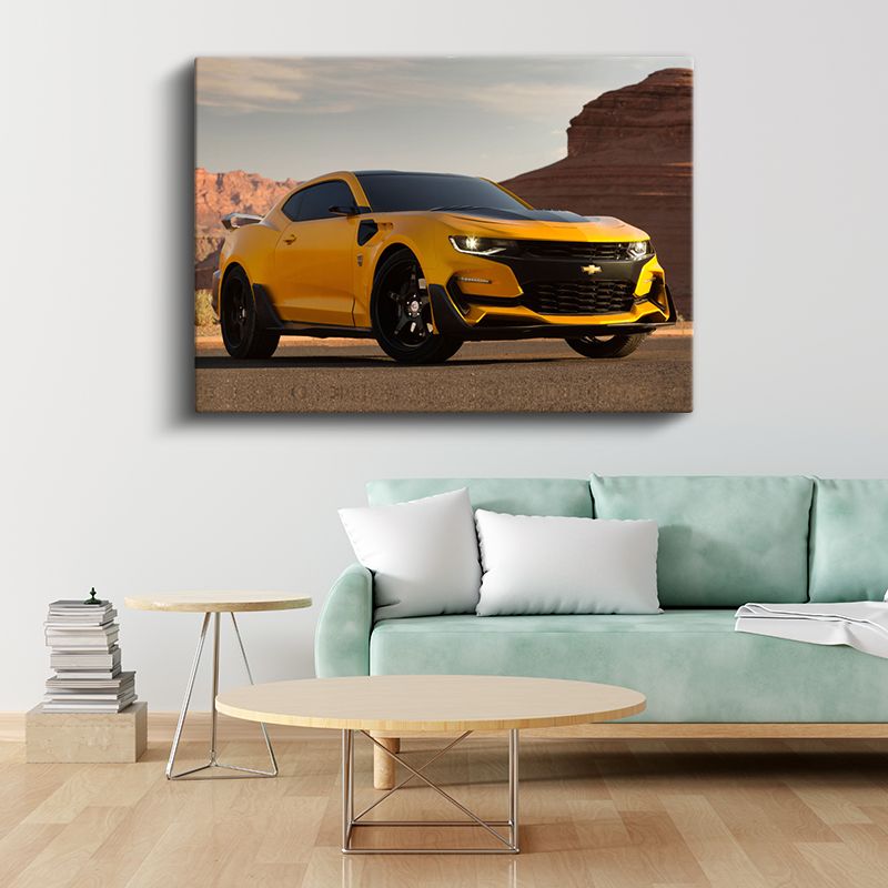 Chevrolet Camaro - Sarı Amerikan Muscle Car Kanvas Tablo