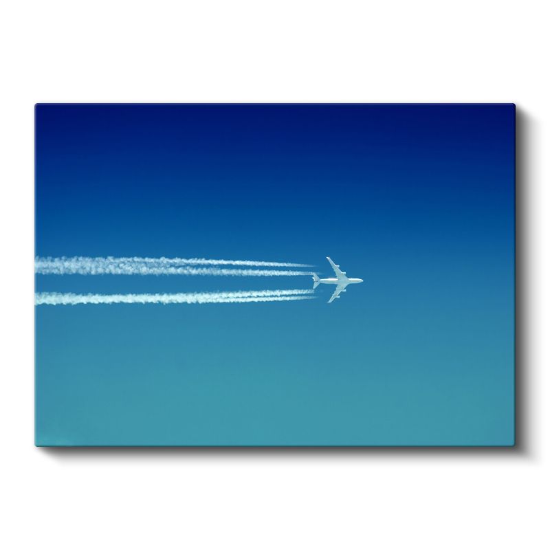 Yolcu Uçağı - Mavi Gökyüzünde İz Bırakan Beyaz Jet Kanvas Tablo