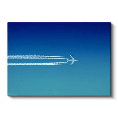 Yolcu Uçağı - Mavi Gökyüzünde İz Bırakan Beyaz Jet Kanvas Tablo