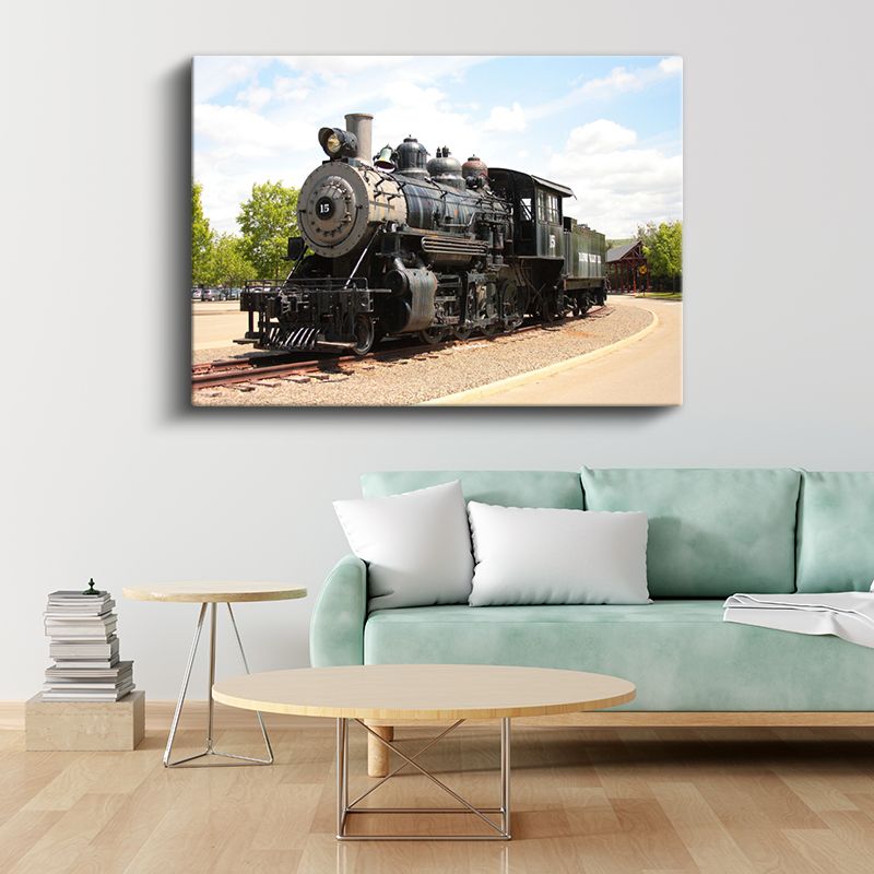 Buharlı Lokomotif 15 - Nostaljik Tren İstasyonu Serisi Kanvas Tablo