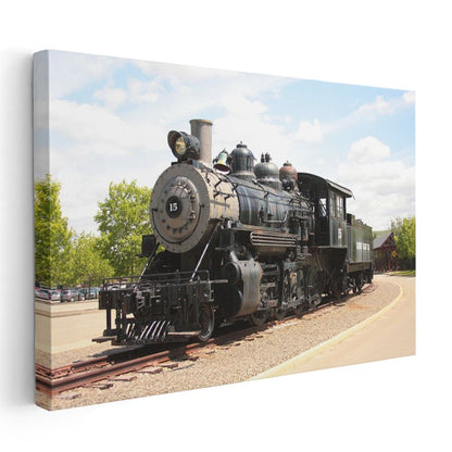Buharlı Lokomotif 15 - Nostaljik Tren İstasyonu Serisi Kanvas Tablo