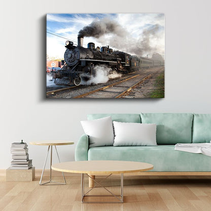 Buharlı Lokomotif 40 - Duman Püskürten Klasik Tren Kanvas Tablo