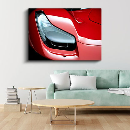 Ferrari - Kırmızı Spor Otomobil Far Detayı Kanvas Tablo
