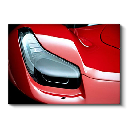 Ferrari - Kırmızı Spor Otomobil Far Detayı Kanvas Tablo