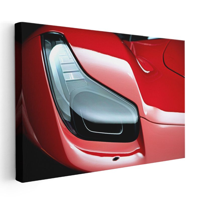 Ferrari - Kırmızı Spor Otomobil Far Detayı Kanvas Tablo