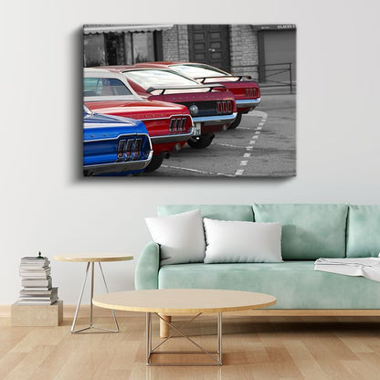 Ford Mustang - Klasik Amerikan Muscle Car Arka Görünüm Kanvas Tablo