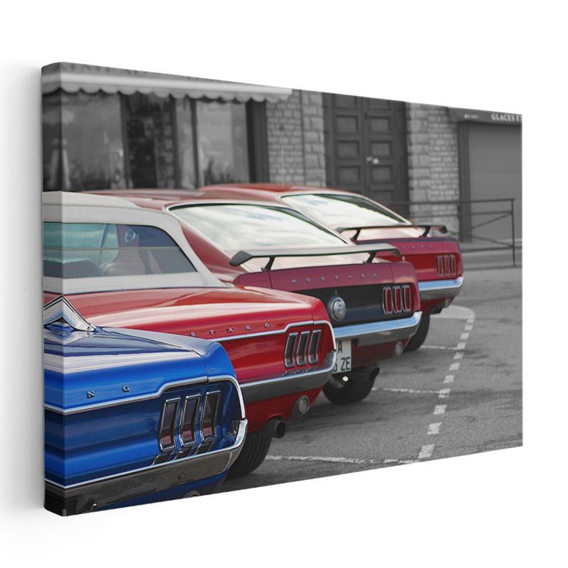 Ford Mustang - Klasik Amerikan Muscle Car Arka Görünüm Kanvas Tablo