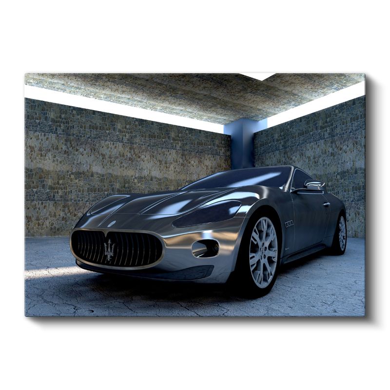 Maserati GranTurismo - Gümüş Lüks İtalyan Spor Otomobil Kanvas Tablo