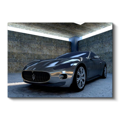 Maserati GranTurismo - Gümüş Lüks İtalyan Spor Otomobil Kanvas Tablo