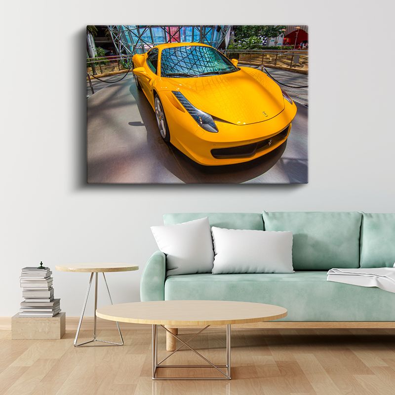 Ferrari 458 Italia - Sarı İtalyan Spor Otomobil Kanvas Tablo
