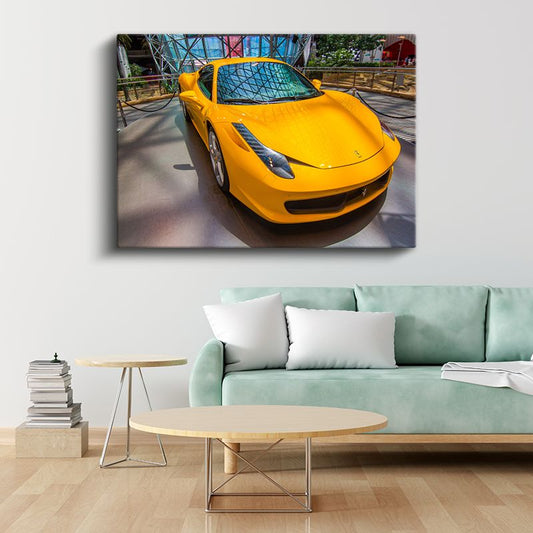 Ferrari 458 Italia - Sarı İtalyan Spor Otomobil Kanvas Tablo