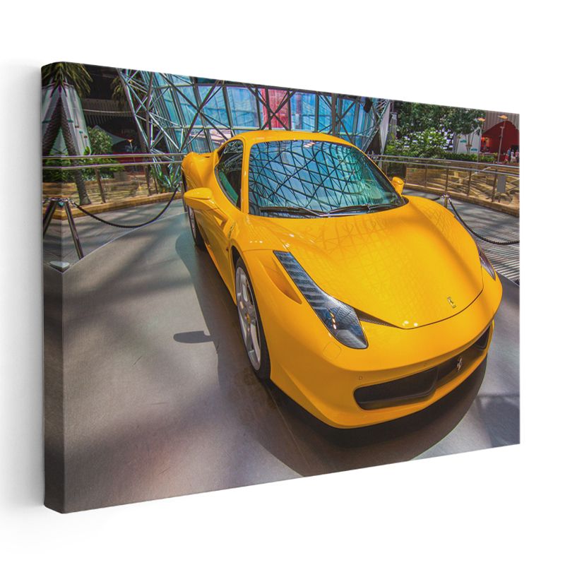 Ferrari 458 Italia - Sarı İtalyan Spor Otomobil Kanvas Tablo