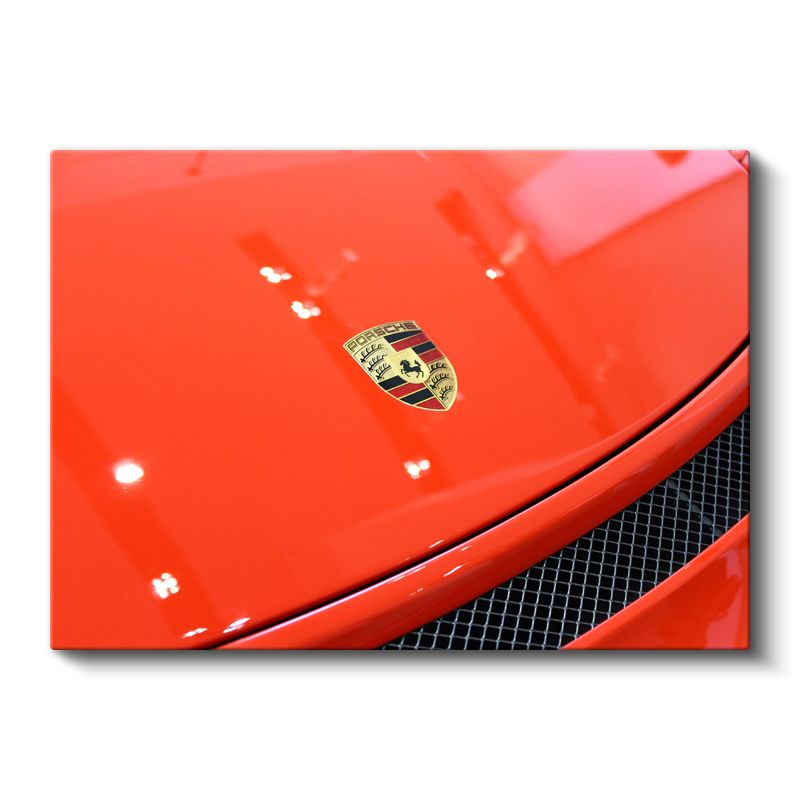 Porsche Amblemi - Kırmızı Spor Otomobil Detayı Kanvas Tablo