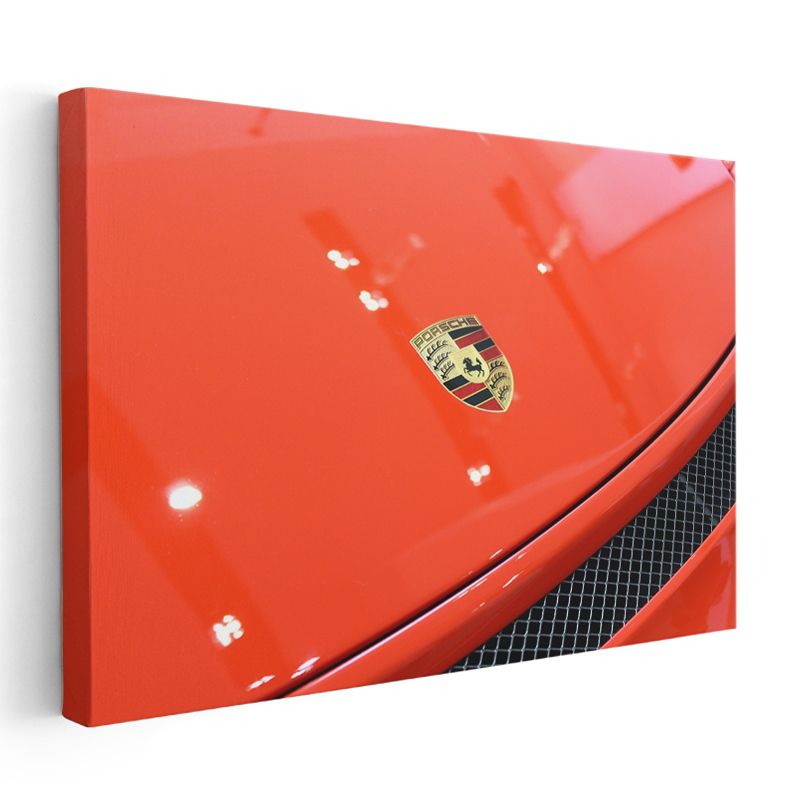 Porsche Amblemi - Kırmızı Spor Otomobil Detayı Kanvas Tablo