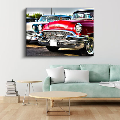 Klasik Amerikan Arabaları - Buick ve Chevrolet Nostaljik Koleksiyon Kanvas Tablo