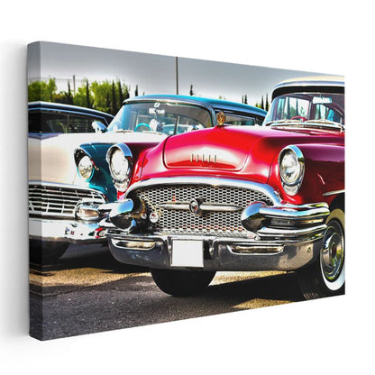 Klasik Amerikan Arabaları - Buick ve Chevrolet Nostaljik Koleksiyon Kanvas Tablo