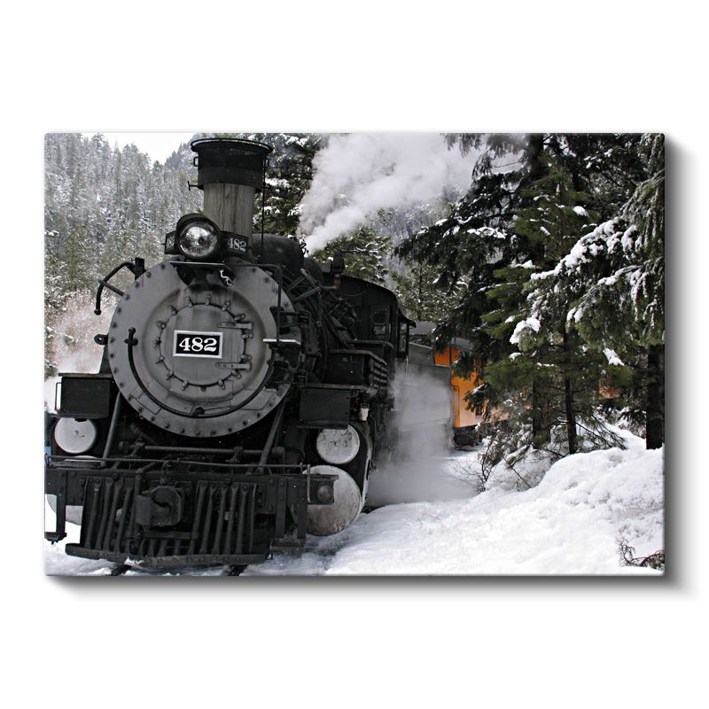 Buharlı Lokomotif 482 - Karlı Dağlarda Nostaljik Tren Kanvas Tablo