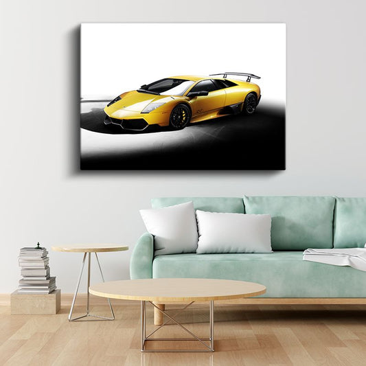 Lamborghini Murcielago SV - Sarı Süper Spor Otomobil Kanvas Tablo
