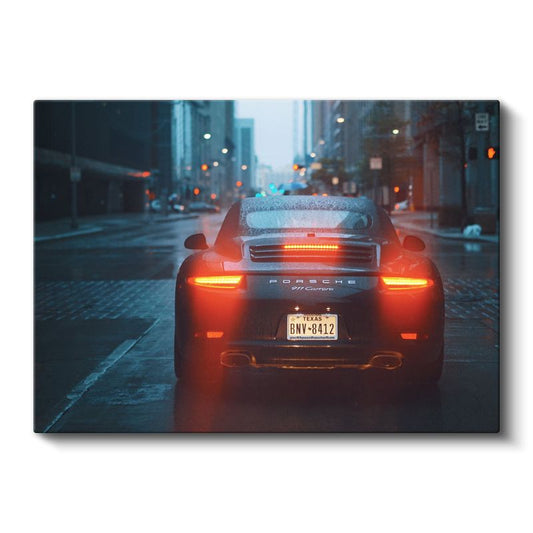 Porsche 911 Carrera - Şehir Işıklarında Lüks Otomobil Kanvas Tablo