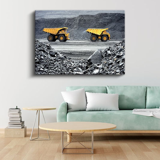 Maden Kamyonları - Endüstriyel İş Makineleri Kanvas Tablo