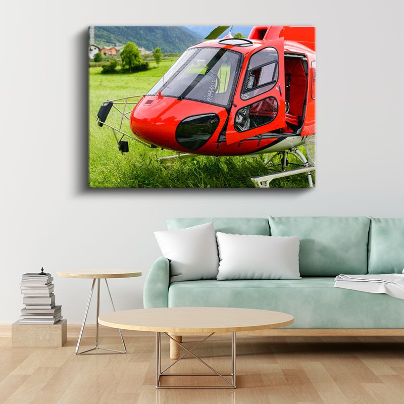 Kırmızı Helikopter - Doğada Havacılık Teknolojisi Kanvas Tablo