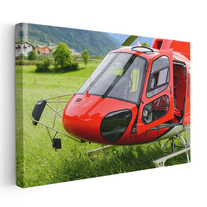 Kırmızı Helikopter - Doğada Havacılık Teknolojisi Kanvas Tablo
