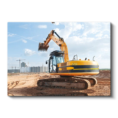 Ekskavatör - İnşaat Alanında İş Makinesi Kanvas Tablo