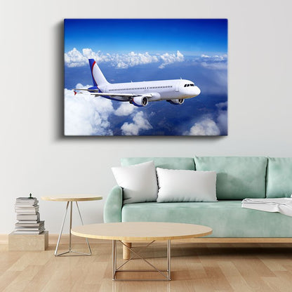 Airbus A320 - Mavi Gökyüzünde Yolcu Uçağı Kanvas Tablo