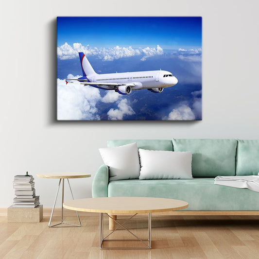 Airbus A320 - Mavi Gökyüzünde Yolcu Uçağı Kanvas Tablo