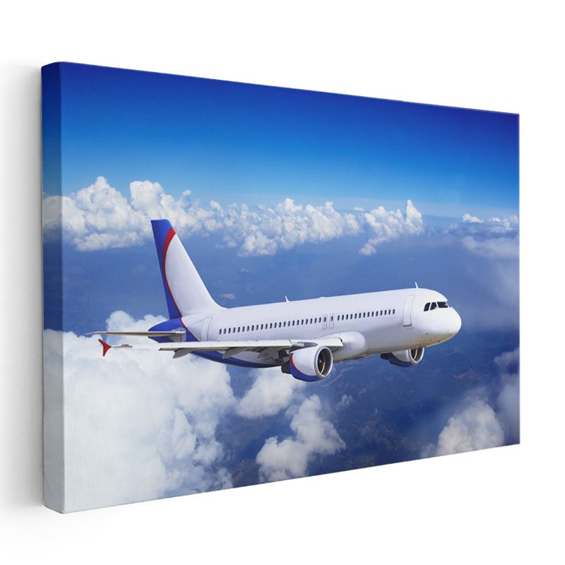 Airbus A320 - Mavi Gökyüzünde Yolcu Uçağı Kanvas Tablo