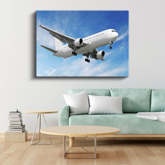 Boeing 767 - İniş Anında Muhteşem Görünüm Kanvas Tablo