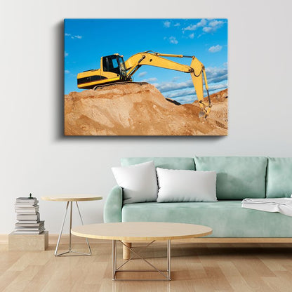 Ekskavatör - İnşaat Sahasının Güçlü İş Makinesi Kanvas Tablo