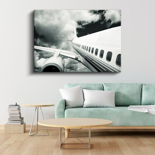 Boeing Yolcu Uçağı - Bulutlar Arasında Yükselen Jet Kanvas Tablo