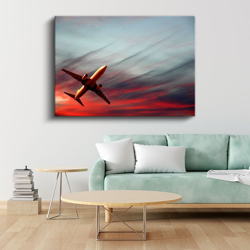 Airbus A320 - Kızıl Gökyüzünde Yolculuk Kanvas Tablo