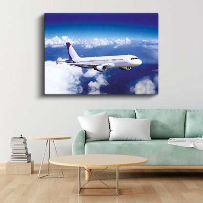 Airbus A320 - Mavi Gökyüzünde Yolcu Uçağı Kanvas Tablo