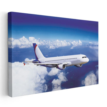 Airbus A320 - Mavi Gökyüzünde Yolcu Uçağı Kanvas Tablo