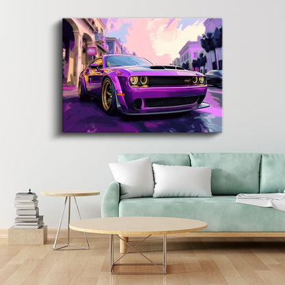 Dodge Challenger SRT - Mor Canavar Spor Otomobil Kanvas Tablo